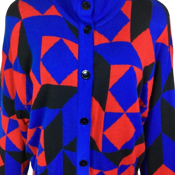 ESCADA by Margaretha Key Merino Wool Sweater Dress Germany Aztec - Picture 6 of 15